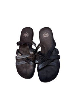 Faded Glory Women’s Size 8 Black Strappy Slide Sandals – Casual Comfort Flats